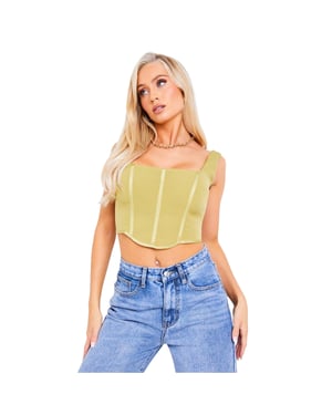 Missy Empire Dames/Dames Korset Top (Kaki Groen)