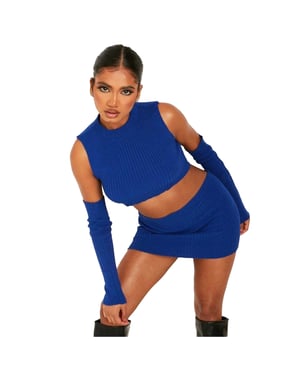 Missy Empire Dames/Dames Gebreide Gewatteerde Top (Blauw)