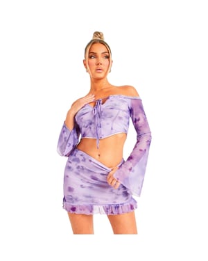 Missy Empire Dames/Dames Mesh Off Shoulder Crop Top (Paars)