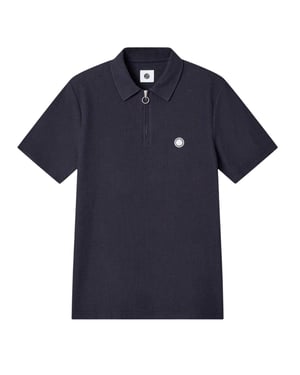 Pretty Green Heren Islington Quarter Zip Regular Poloshirt (Marine)
