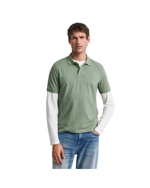 Gant Effen herenpoloshirt met normale pasvorm (Groen)