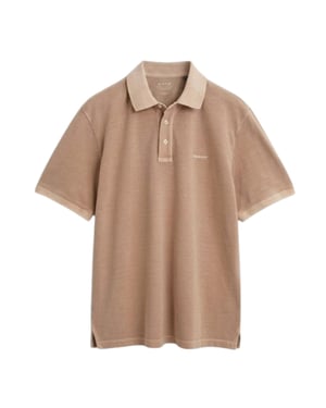 Gant Herenpolo met logo, piqué, in vervaagde kleur (Zand)