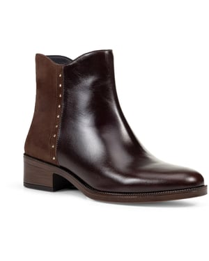 Geox D Camexia Leren Dames Donkerbruine Laarzen