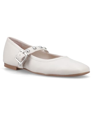 Hush Puppies Charlene Stud Ballerina Leren Vrouwen Ivoor Ballerinapotjes