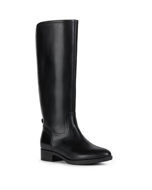 Geox D Felicity Leren Dames Zwarte Laarzen