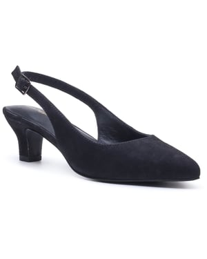 Hush Puppies Nahla Gesp Kitten Heel Dames Zwarte Puntige Slingback Schoenen