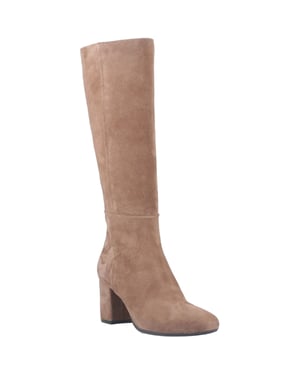 Hush Puppies Oprah Suède Lange Leren Dames Mocha Haklaarzen Tot De Knie