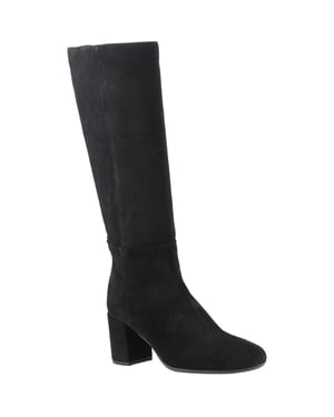 Hush Puppies Oprah Suède Lange Leren Dames Zwarte Hak Kniehoog Boots