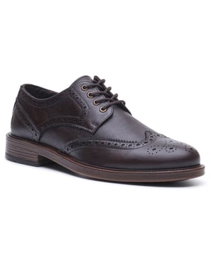 Hush Puppies Isaac Leren Heren BRUINE Brogues Schoenen
