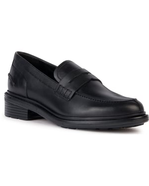 Geox D Walk Pleasure F Leren Dames Zwarte Mocassinschoenen