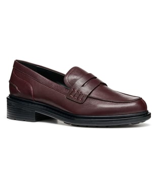 Geox D Walk Pleasure F Leren Vrouwen Wijnkleurige Mocassinschoenen
