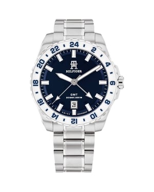 Tommy Hilfiger Th85 Gmt Heren Horloge Zilverkleurig 1792132