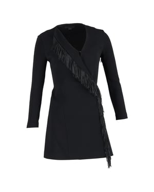 Alexander Wang mini-jurk met franjes en wikkeldetail in zwarte viscose