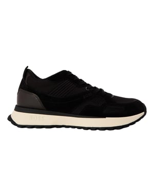 Boss Heren Jonah Run Leren Trainers (Zwart)