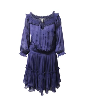 Nieuwe accordeonjurk van Diane Von Furstenberg in blauw polyester.