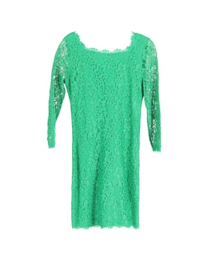 Diane Von Furstenberg Zarita jurk met lange mouwen en kant in groene rayon