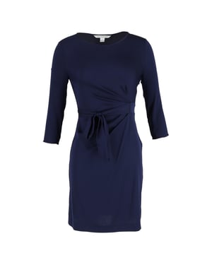 Diane Von Furstenberg minijurk met strik in de taille in marineblauw polyester
