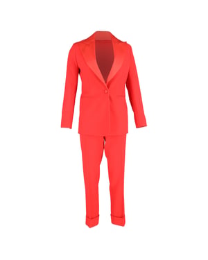 Joseph blazer en broekset met enkele rij knopen in rood polyester