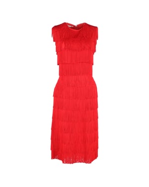 Stella McCartney Emma midi-jurk met franjes in rood polyester