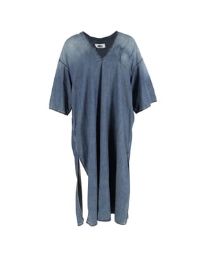 Maison Margiela midi-jurk met V-hals en zijsplit in katoenen denim