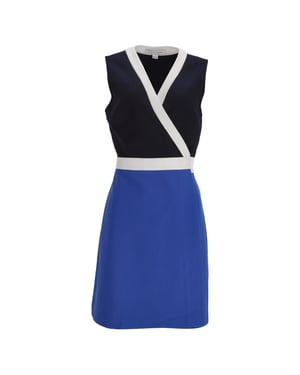 Diane Von Furstenberg Gracie Bow Wrap Mini Dress in Blue Viscose