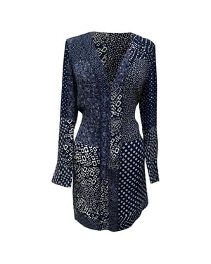 Diane von Furstenberg Reid patchwork mini-jurk met print in marineblauwe zijde