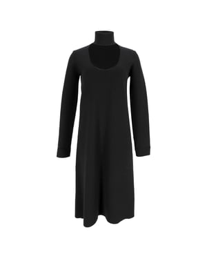 Bottega Veneta midi-jurk met hoge hals en lange mouwen in zwarte viscose