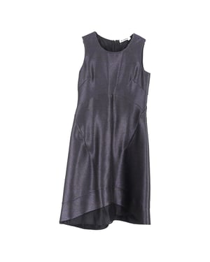 Jil Sander midi-jurk met ronde hals in metallic grijs polyester