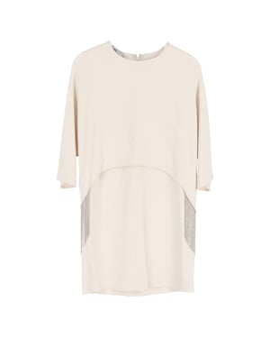 Stella McCartney Krista mini-jurk met cape-effect en franjes in witte viscose