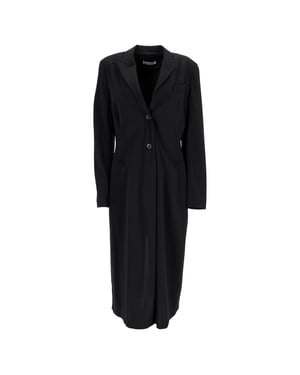 Jil Sander single-breasted midi-jas van zwarte wol