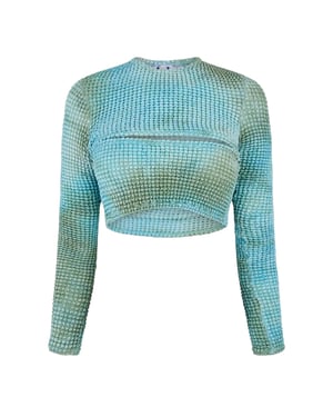 Off White Dames/Dames Tie Dye Cut Out Crop Top (Blauw)