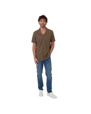 Threadbare Herenoverhemd met korte mouwen en een relaxte pasvorm van Antti (Khaki)