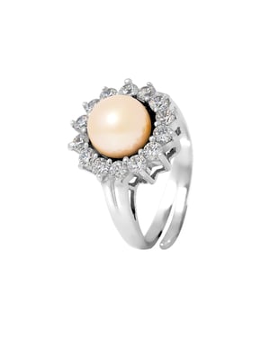 Pink Culture Pearl Ring 9-10 mm Verstelbare zirkoniumoxiden 925