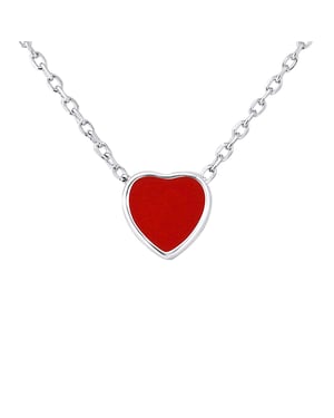 Zilveren rood hart ketting 925 - passie