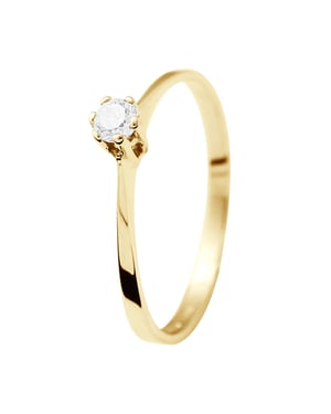 Solitaire Diamond 0,10 Cts 4 Claws Geel Goud 18 Karaat