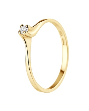 Solitaire Diamond 0,06 Cts Yellow Gold Jewelry