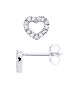 Oorbellen Diamond White Gold Hearts 0080 Cts