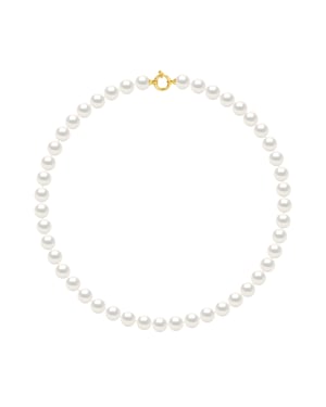 Rank ketting PRINCESS zoetwaterparels Ronde 9-10mm White Sluiting Luxury Yellow Gold