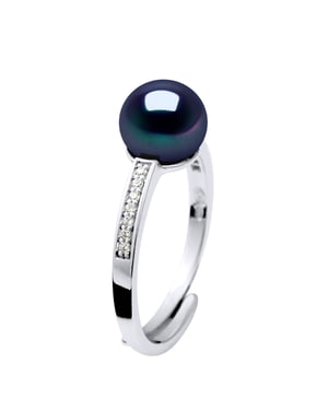 Ring Zoetwater Parel sieraden 7-8mm Black zirkonium oxides en 925