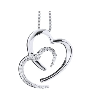 2 harten ketting Diamonds 0.010 Cts White Gold