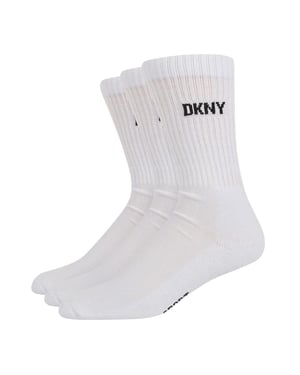 DKNY Heren Ribboord Crew Sokken (Wit)