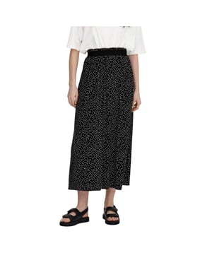 Only Maxirok voor dames met stippen, A-lijn en hoge taille (Zwart)