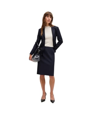 Boss Vileah-kokerrok van scheerwol voor dames (Donkerblauw)