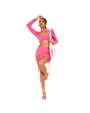 Missy Empire Minirok met vetersluiting en hoge taille voor dames (Roze)