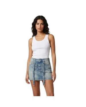 Off-White Dames/Dames Cargo Denim Minirok (Vintage Blauw)