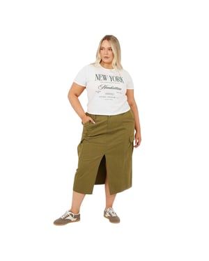Brave Soul Denim Plus-cargorok voor dames (Kaki Groen)