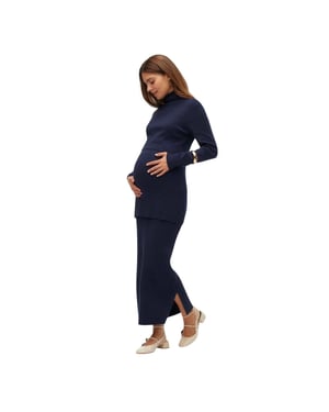Mamalicious Geribde buisrok voor dames (Navy Blazer)