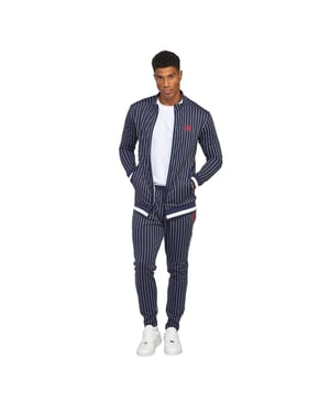 SikSilk Heren Mock Neck Raglan Track Top met lange mouwen (Marine)