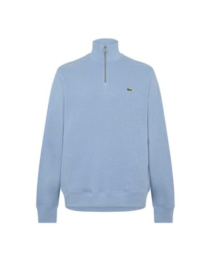 Lacoste Heren Sweatshirt met Kwart Ritssluiting van Katoenmix (Blauw)