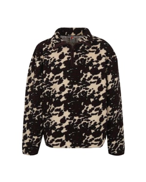 SoulCal Uniseks Borg Quarter Zip Fleece Top met luipaardprint voor volwassenen (Crème/Zwart)